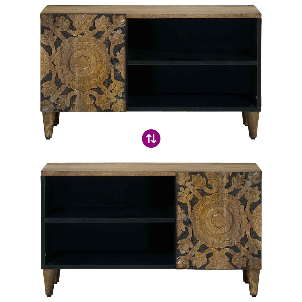 TV-Schränk mit Regal Braun 80 x 31,5 x 46 cm Massivholz Mango