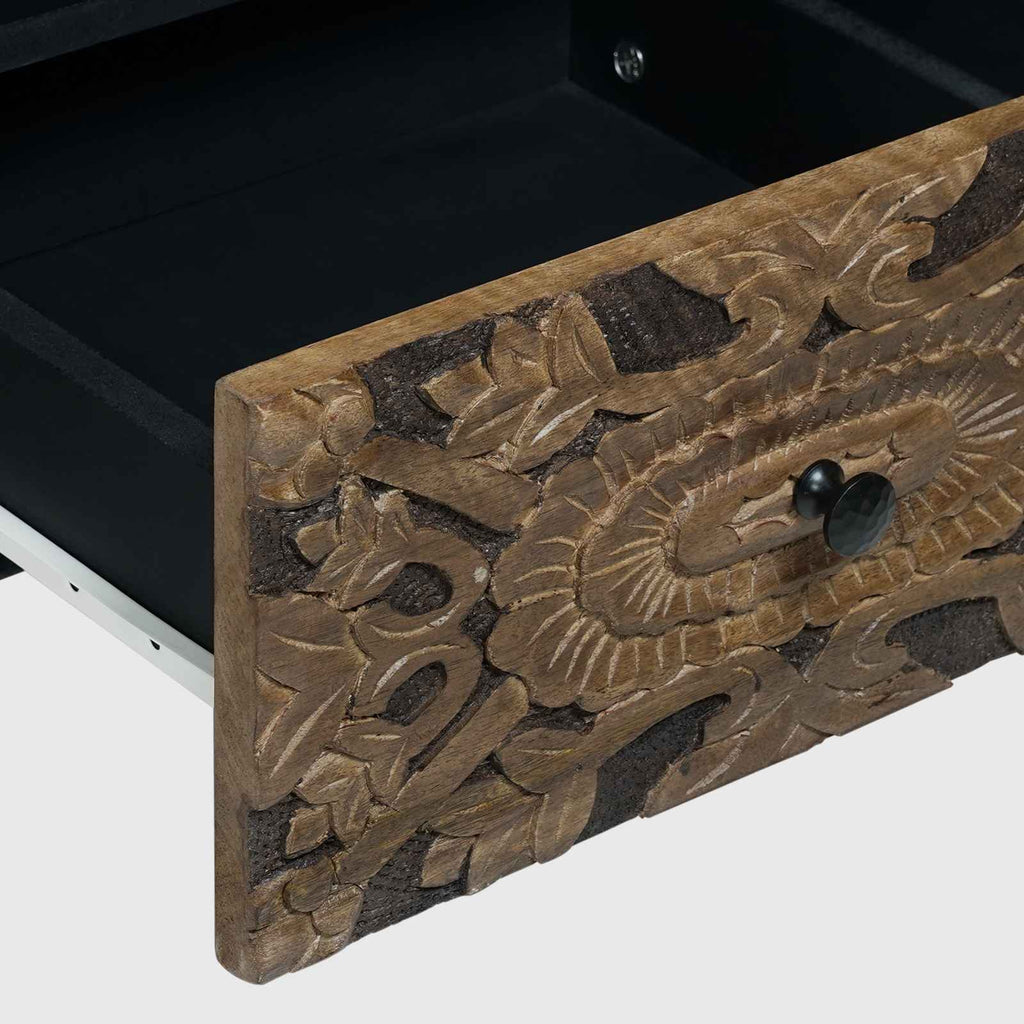TV-Schränk mit Regal Braun 100 x 33,5 x 46 cm Massivholz Mango