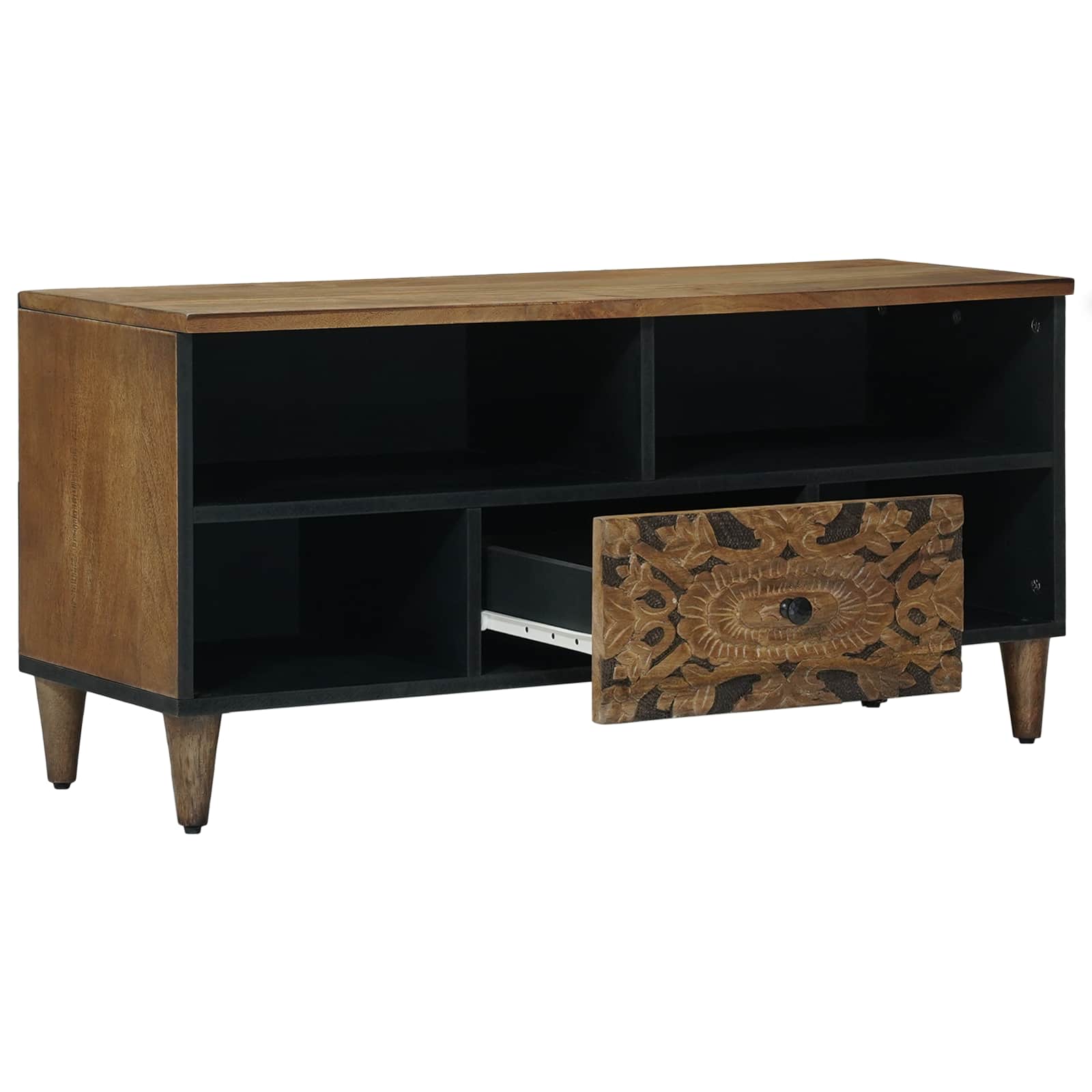 TV-Schränk mit Regal Braun 100 x 33,5 x 46 cm Massivholz Mango