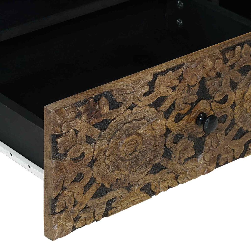 TV-Schränk mit Regal Braun 80 x 33,5 x 46 cm Massivholz Mango