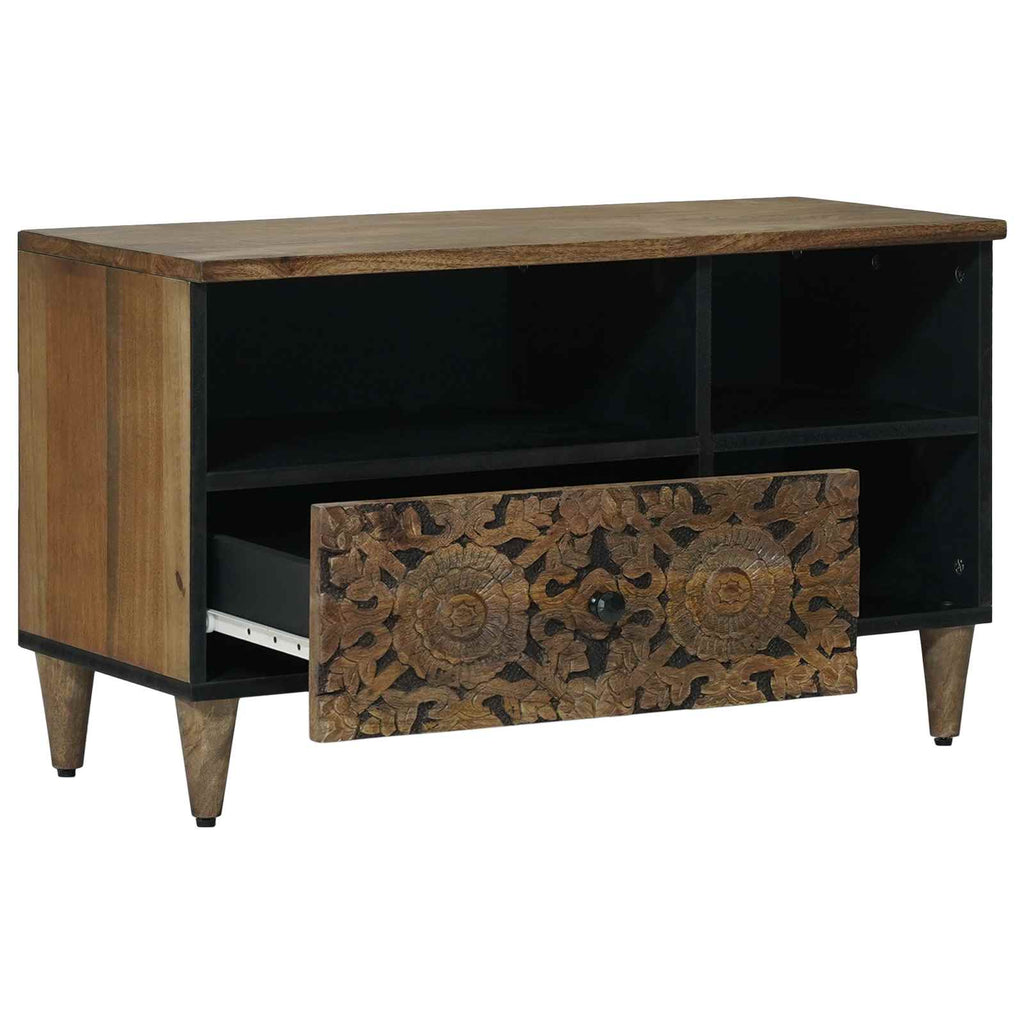 TV-Schränk mit Regal Braun 80 x 33,5 x 46 cm Massivholz Mango