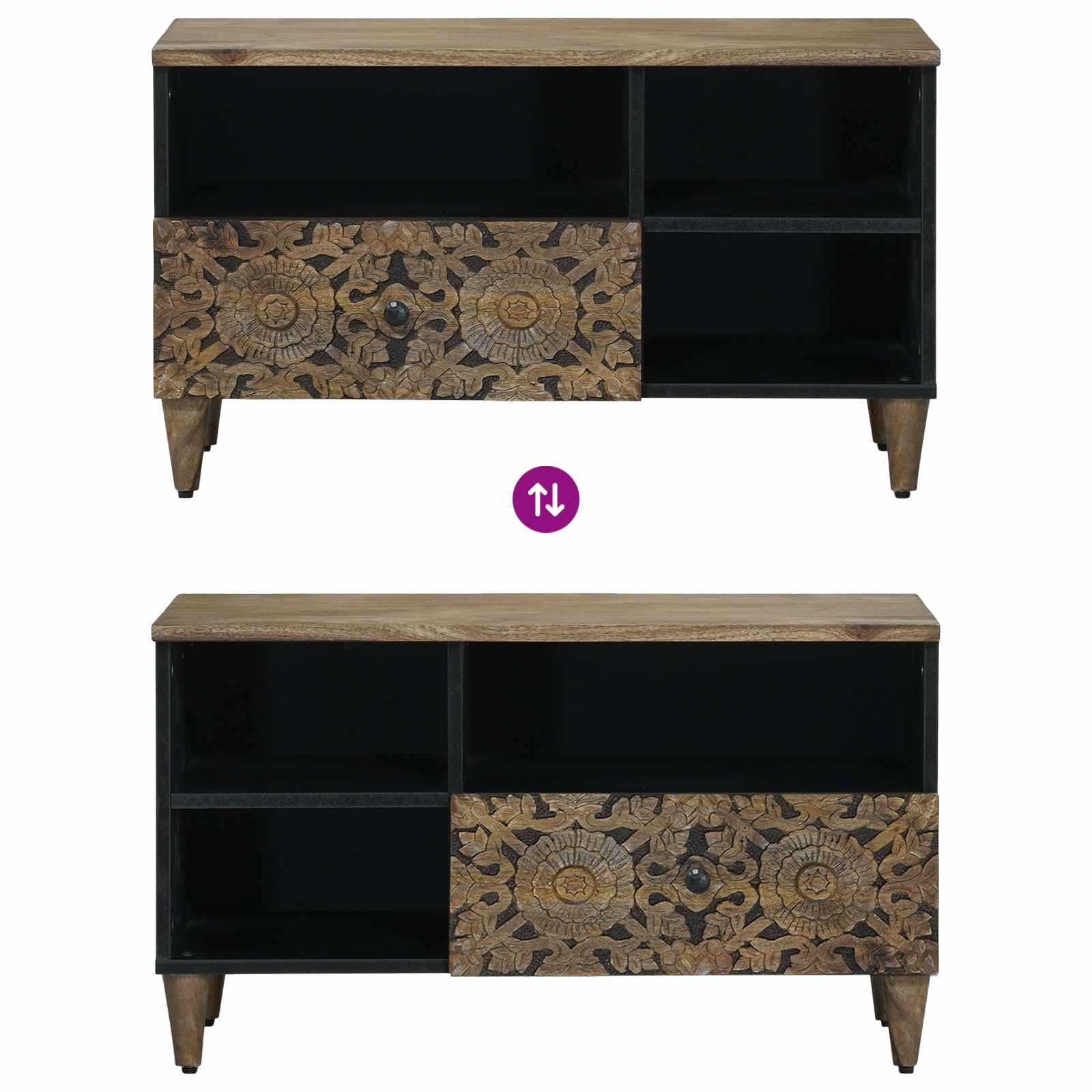TV-Schränk mit Regal Braun 80 x 33,5 x 46 cm Massivholz Mango