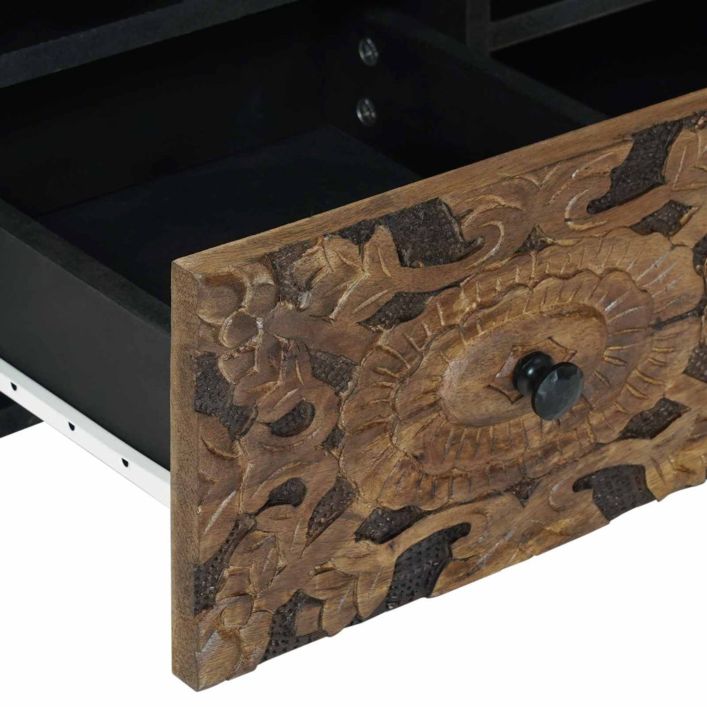 TV-Schränk mit Regal Braun 100 x 33,5 x 46 cm Massivholz Mango