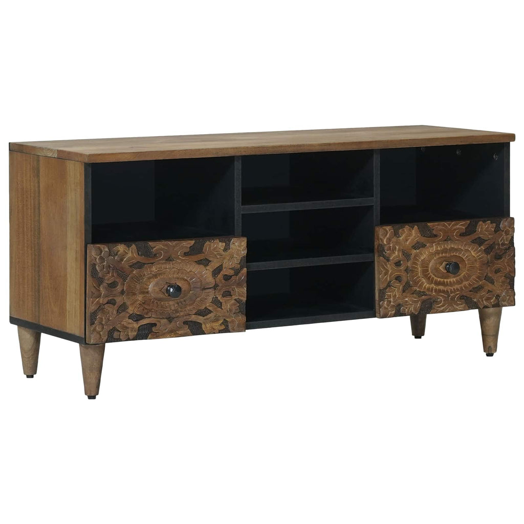 TV-Schränk mit Regal Braun 100 x 33,5 x 46 cm Massivholz Mango