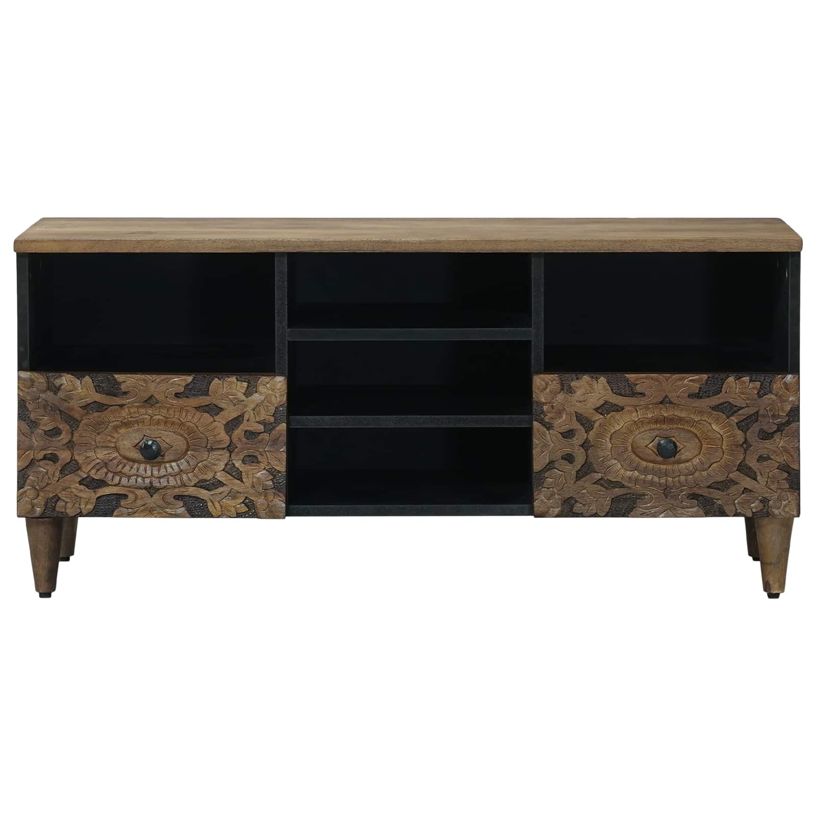 TV-Schränk mit Regal Braun 100 x 33,5 x 46 cm Massivholz Mango