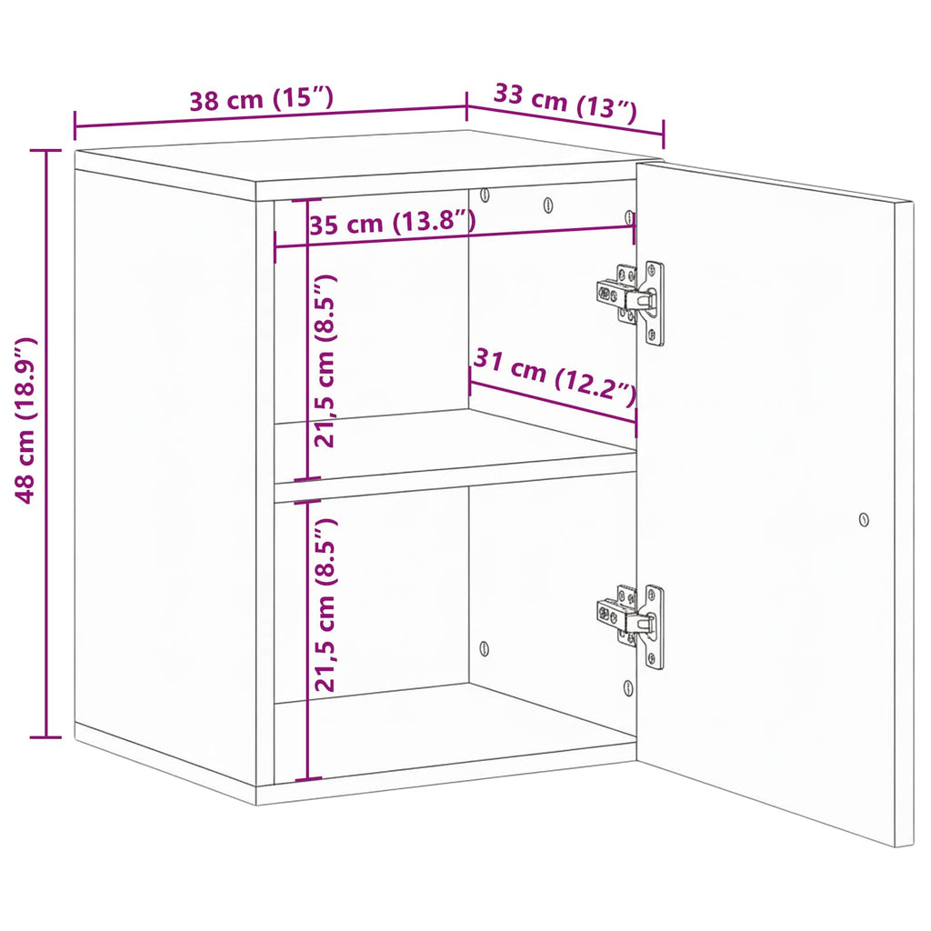 Badezimmer Hängeschrank mit Speicher Braun 38 x 33,5 x 48 cm
