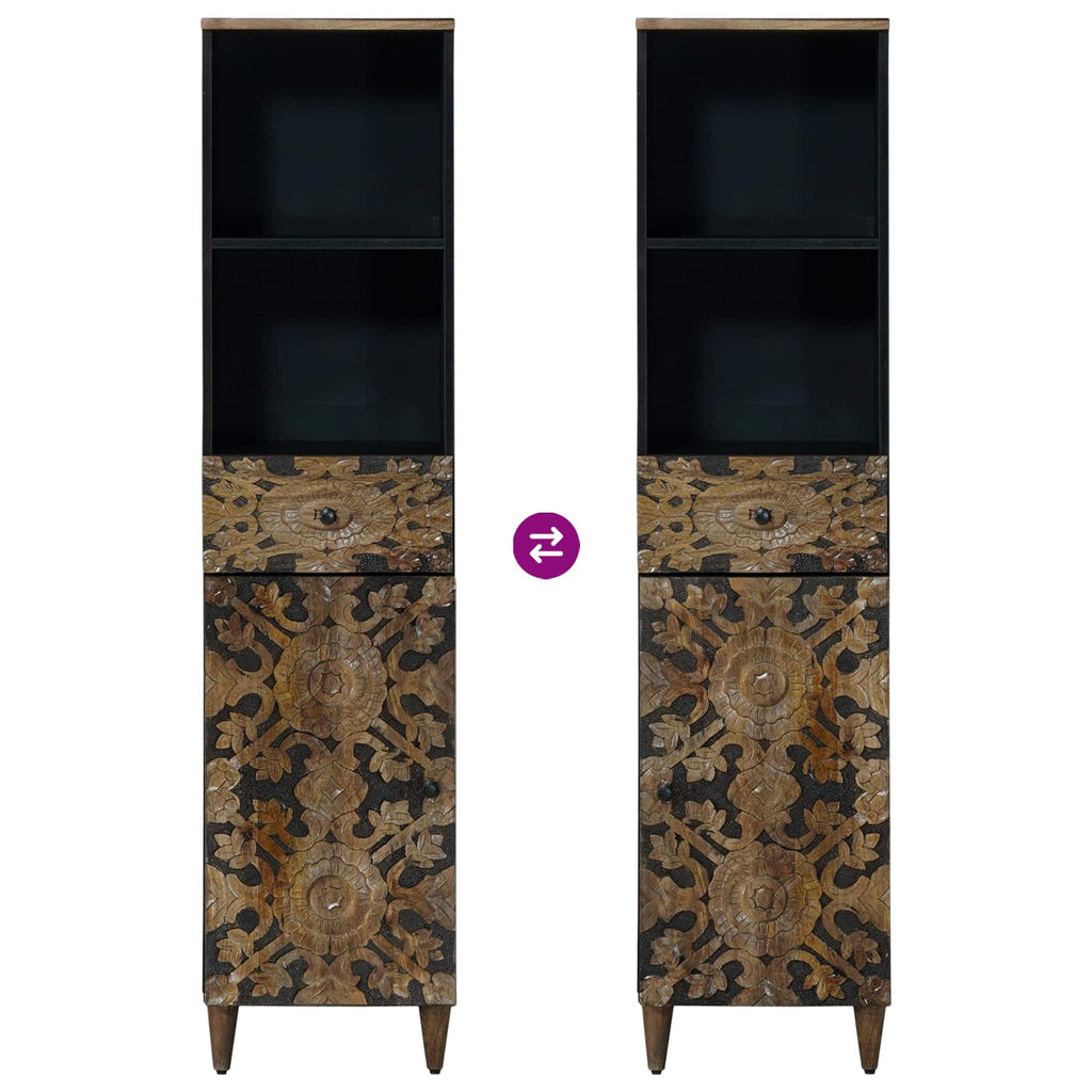 Badezimmerschrank Braun 38 x 33,5 x 160 cm Massivholz Mango