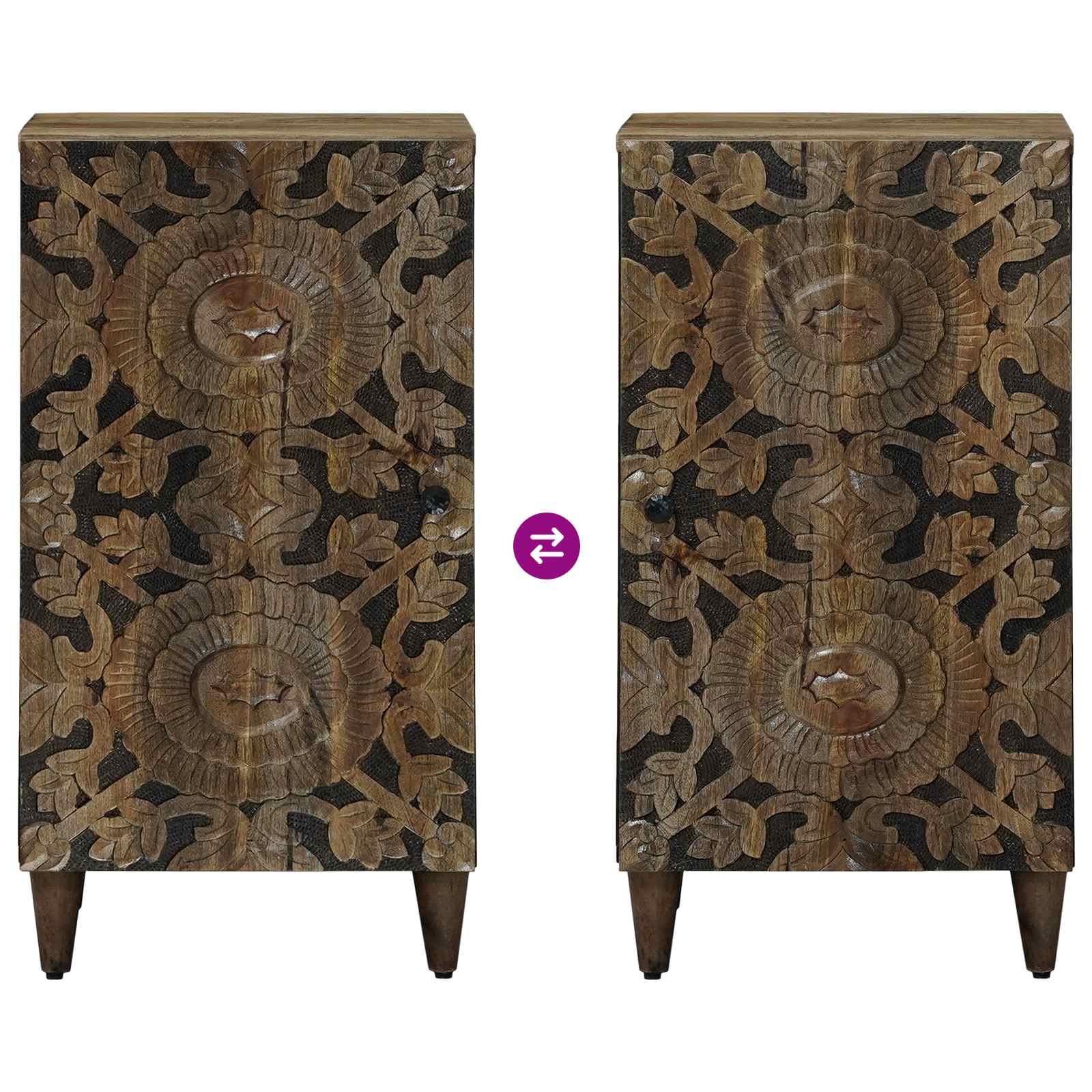 Sideboard mit Speicher Braun 40 x 33,5 x 75 cm Massivholz Mango
