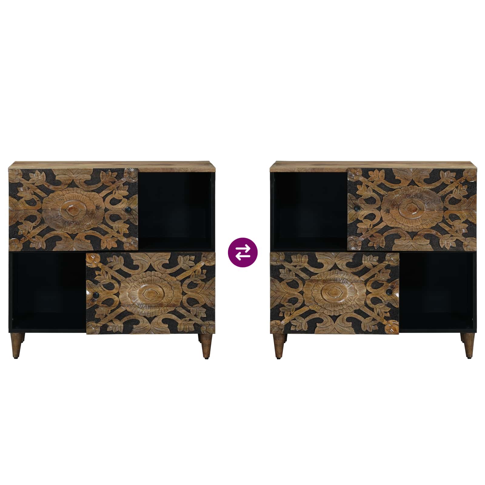 Sideboard mit Speicher Braun 80 x 33,5 x 75 cm Massivholz Mango