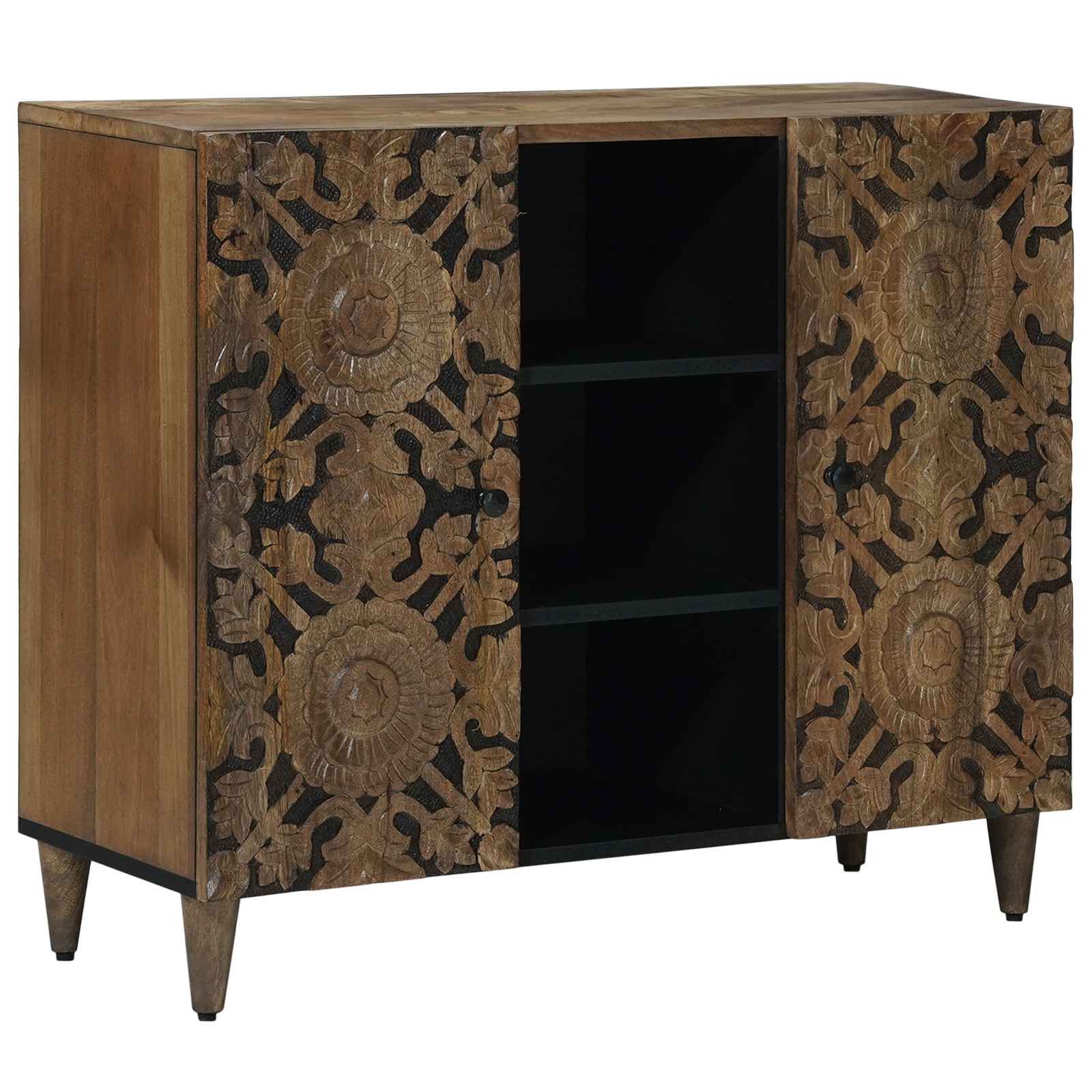Sideboard mit Regal Braun 90 x 33,5 x 75 cm Massivholz Mango