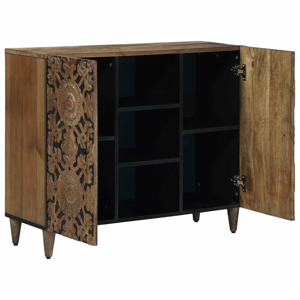 Sideboard mit Regal Braun 90 x 33,5 x 75 cm Massivholz Mango