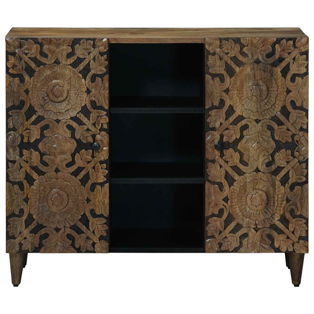 Sideboard mit Regal Braun 90 x 33,5 x 75 cm Massivholz Mango