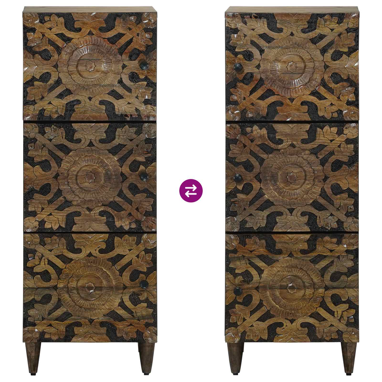 Hochschrank mit Regal Braun 40 x 33,5 x 110 cm Massivholz Mango