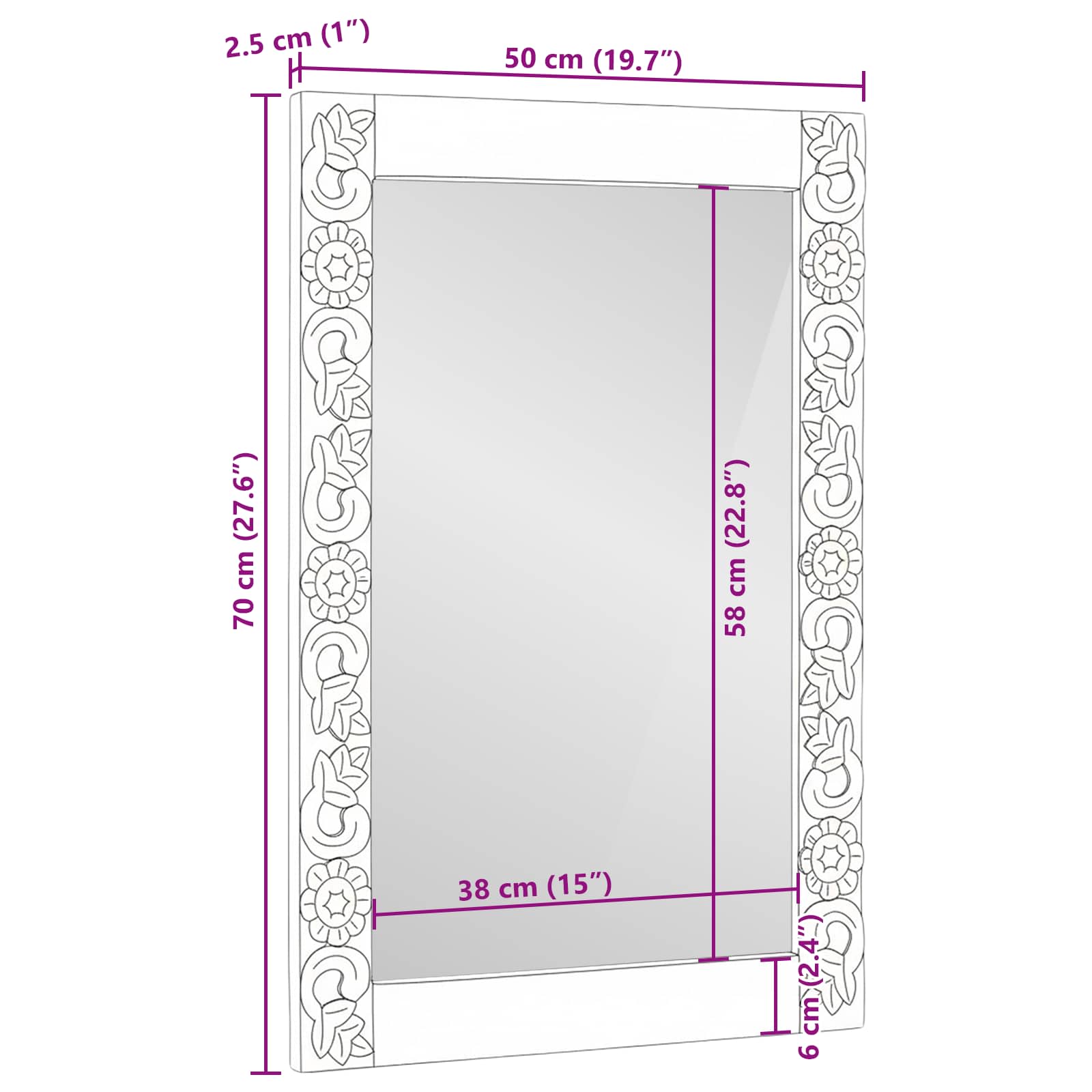 Wandspiegel Walnussbraun 70 x 50 cm Holzwerkstoff und Glas
