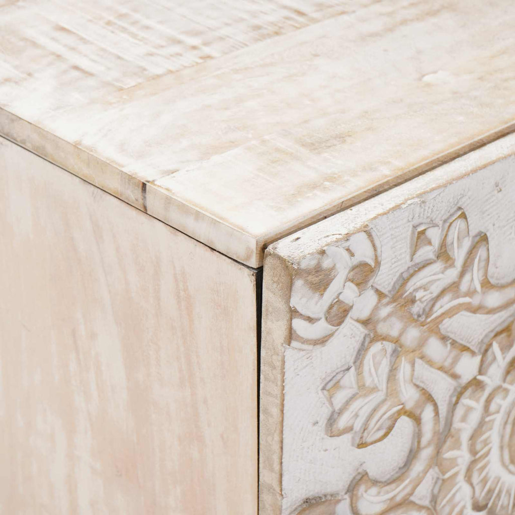 Nachttisch 2 pcs Weiß 40 x 33,5 x 46 cm Massivholz Mango