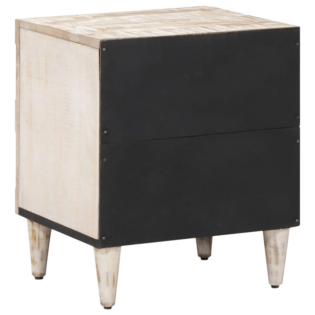 Nachttisch 2 pcs Weiß 40 x 33,5 x 46 cm Massivholz Mango