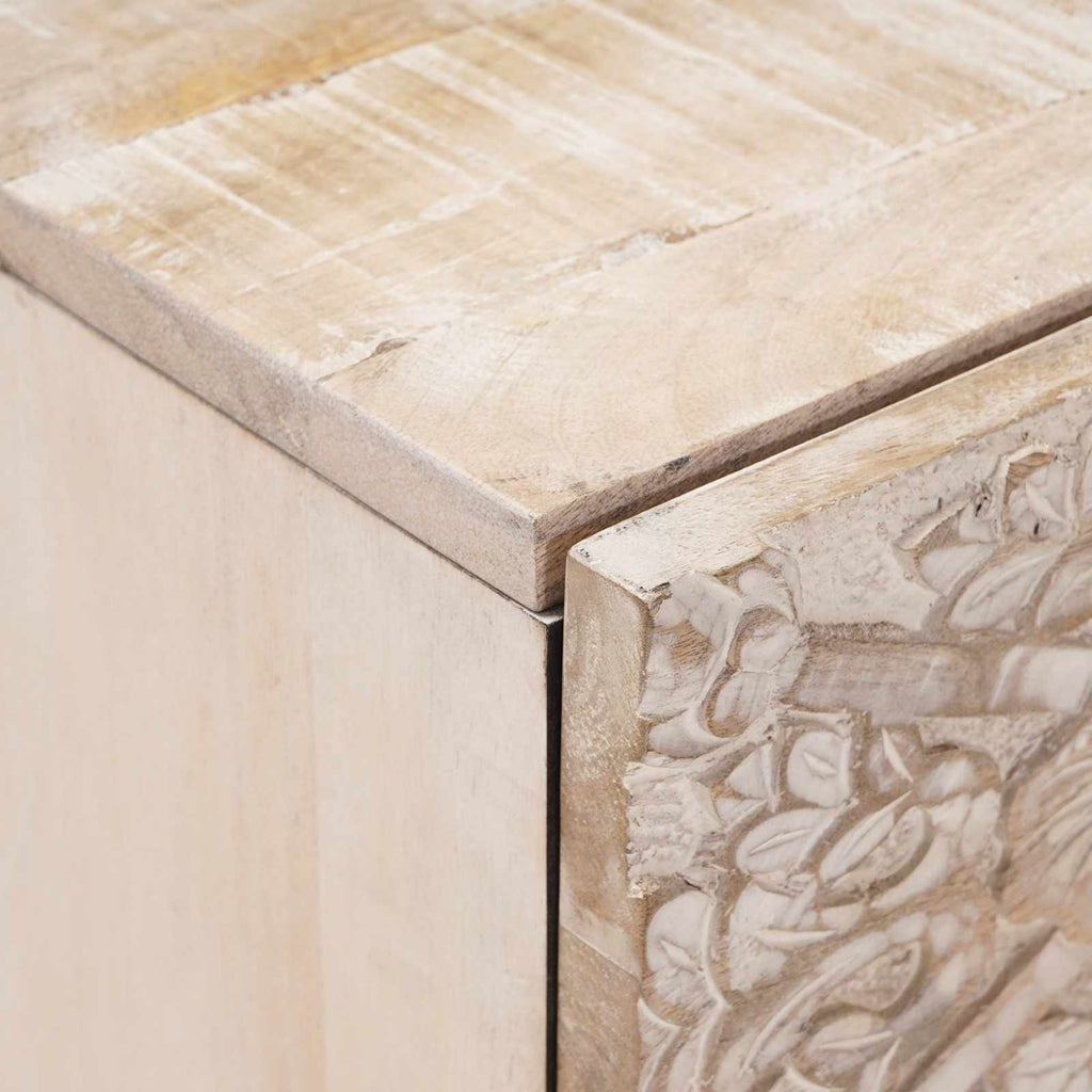 Nachttisch Weiß 40 x 33,5 x 46 cm Massivholz Mango
