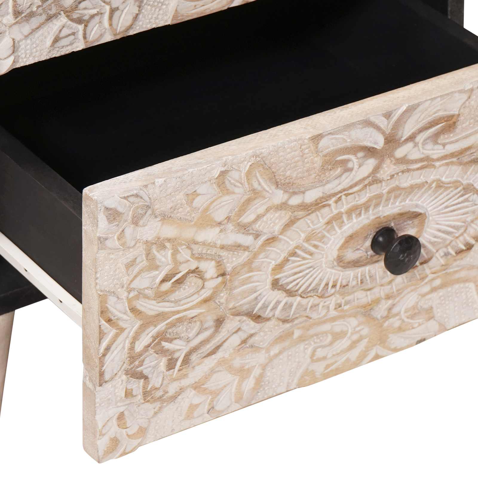 Nachttisch 2 pcs Weiß 40 x 33,5 x 46 cm Massivholz Mango