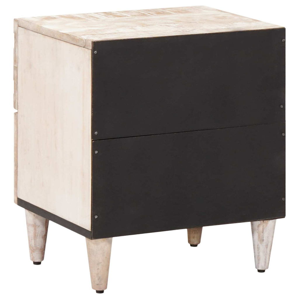 Nachttisch 2 pcs Weiß 40 x 33,5 x 46 cm Massivholz Mango