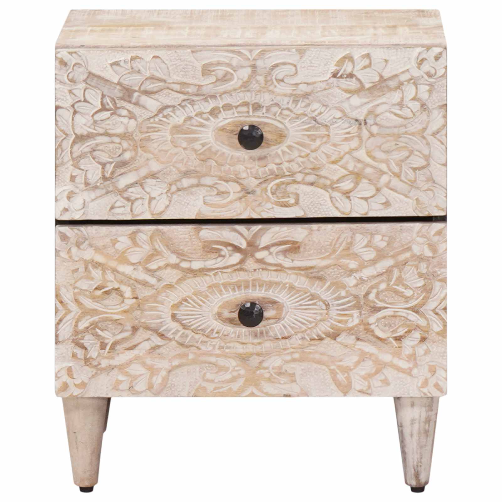 Nachttisch 2 pcs Weiß 40 x 33,5 x 46 cm Massivholz Mango