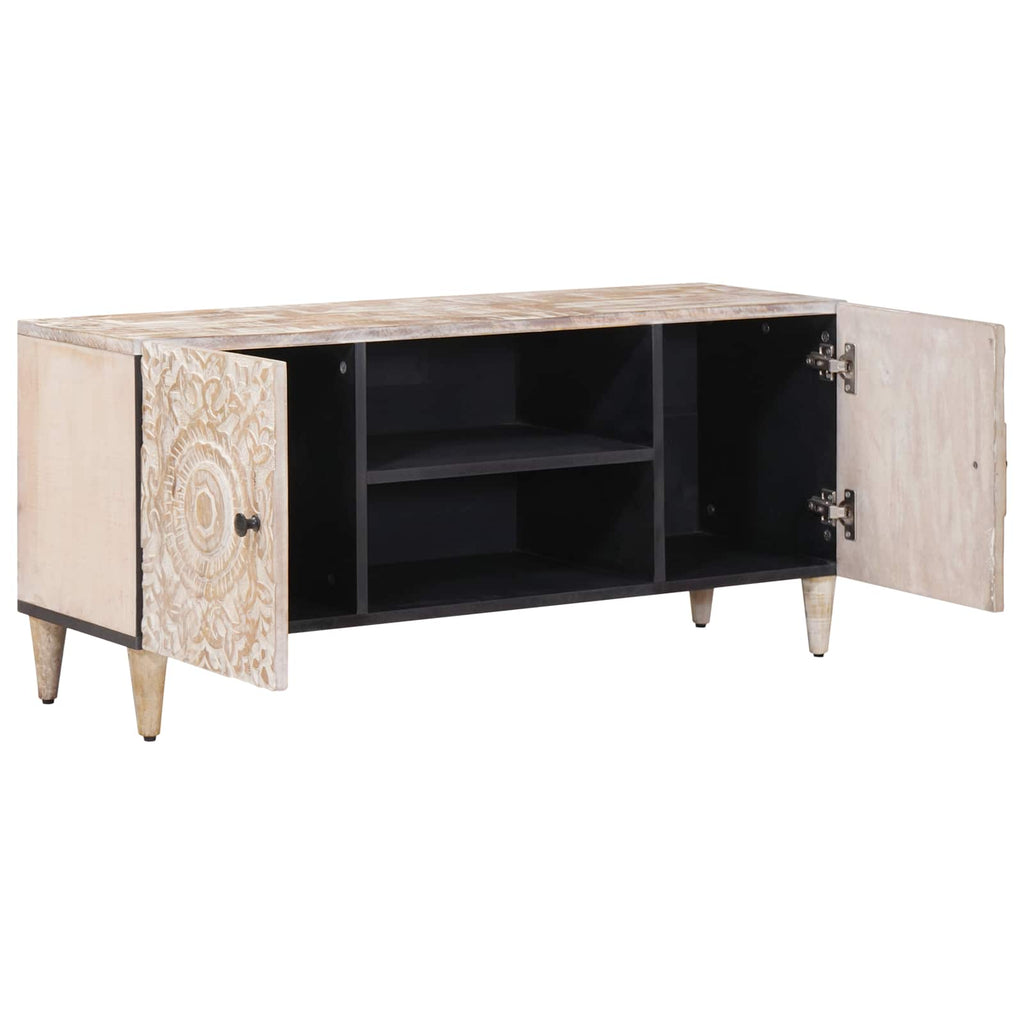TV-Schränk Weiß 105 x 33,5 x 46 cm Massivholz Mango