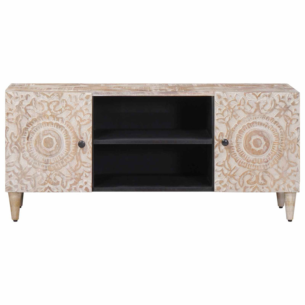 TV-Schränk Weiß 105 x 33,5 x 46 cm Massivholz Mango