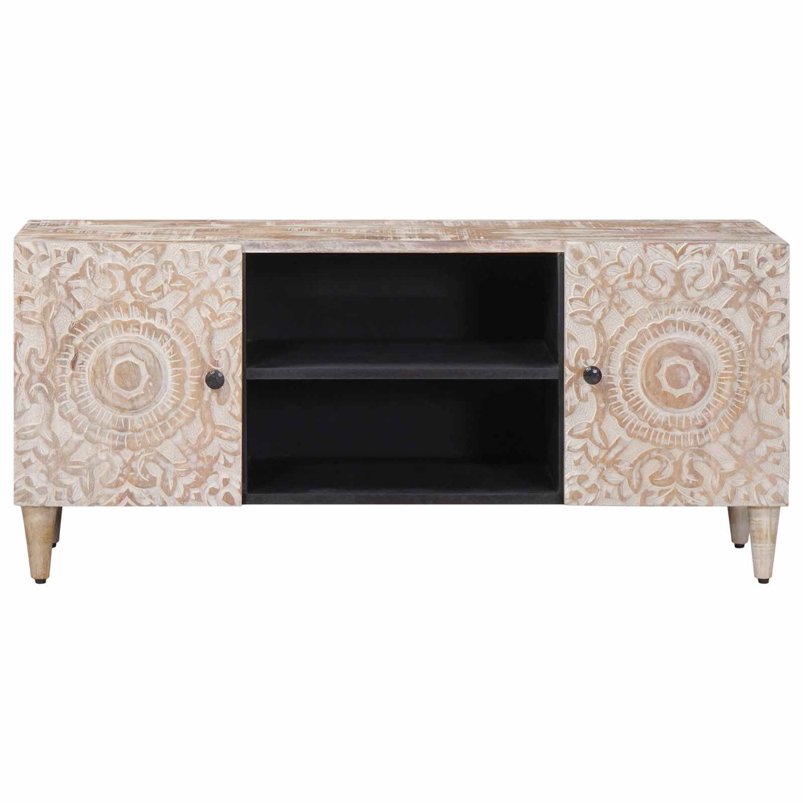 TV-Schränk Weiß 105 x 33,5 x 46 cm Massivholz Mango