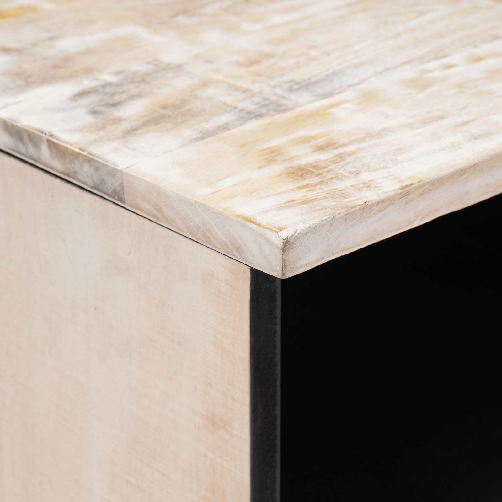 TV-Schränk mit Speicher Weiß 70 x 33,5 x 46 cm Massivholz Mango