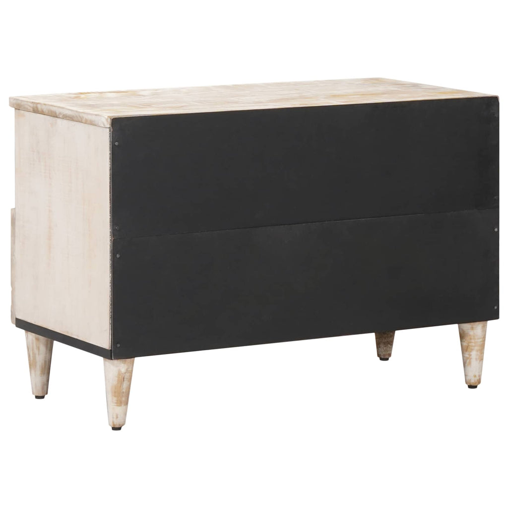 TV-Schränk mit Speicher Weiß 70 x 33,5 x 46 cm Massivholz Mango