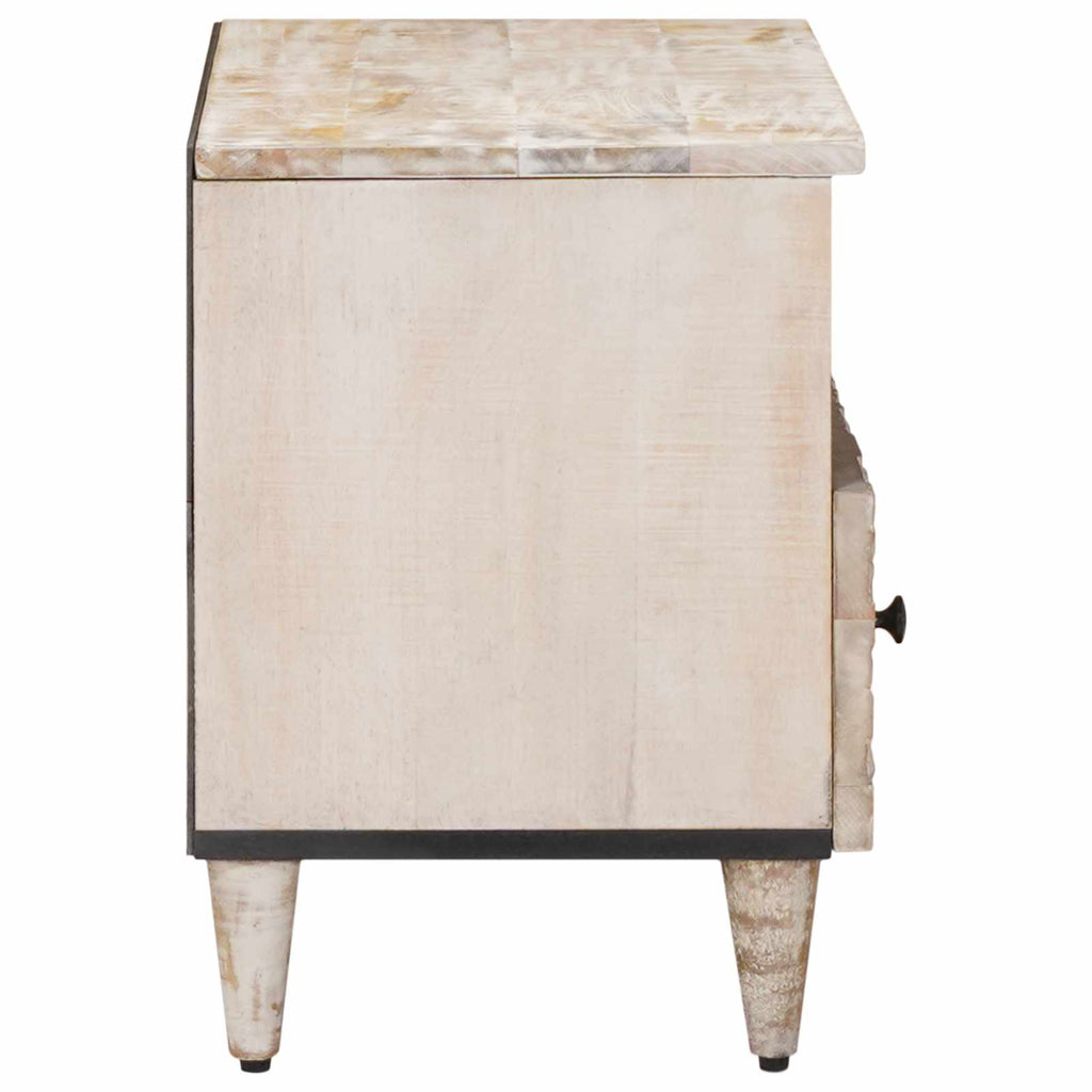 TV-Schränk mit Speicher Weiß 70 x 33,5 x 46 cm Massivholz Mango
