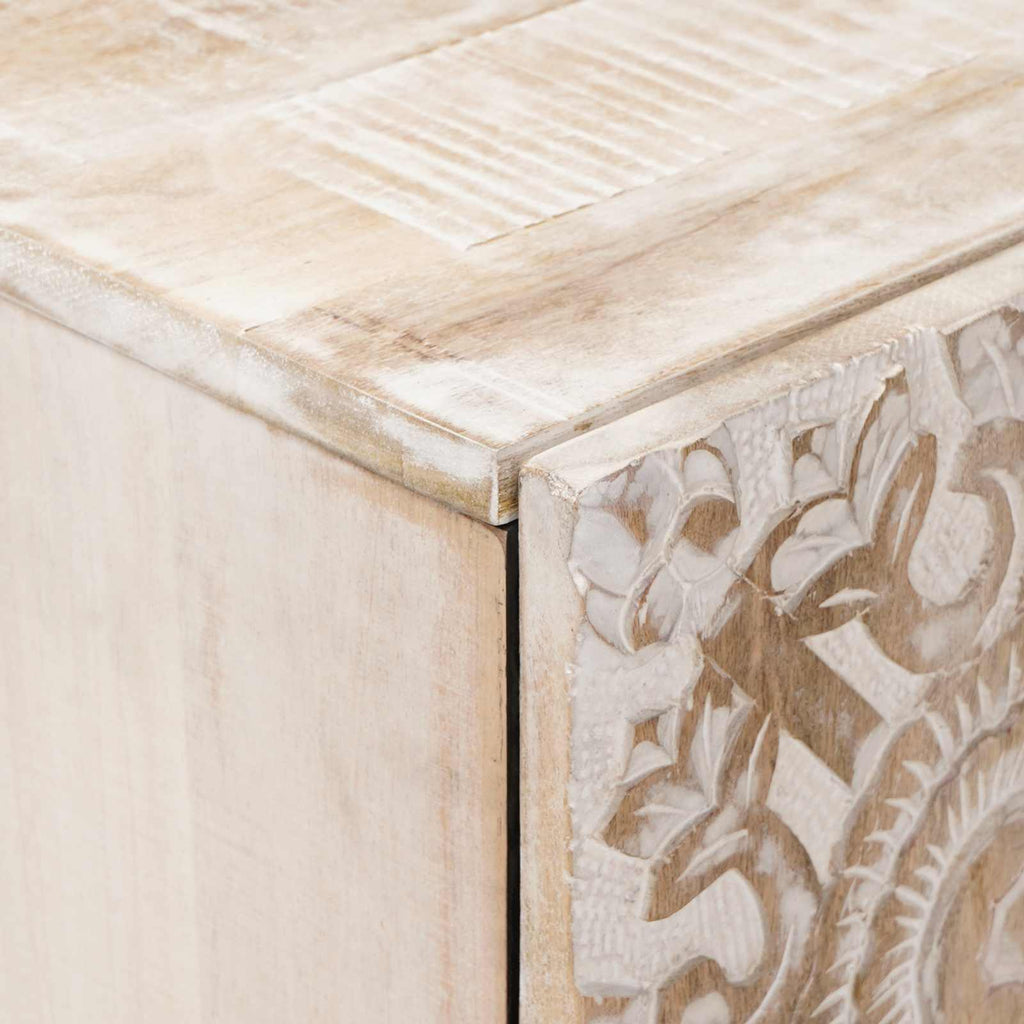 Aufbewahrungs-Sideboard Weiß 60 x 33,5 x 75 cm Massivholz Mango