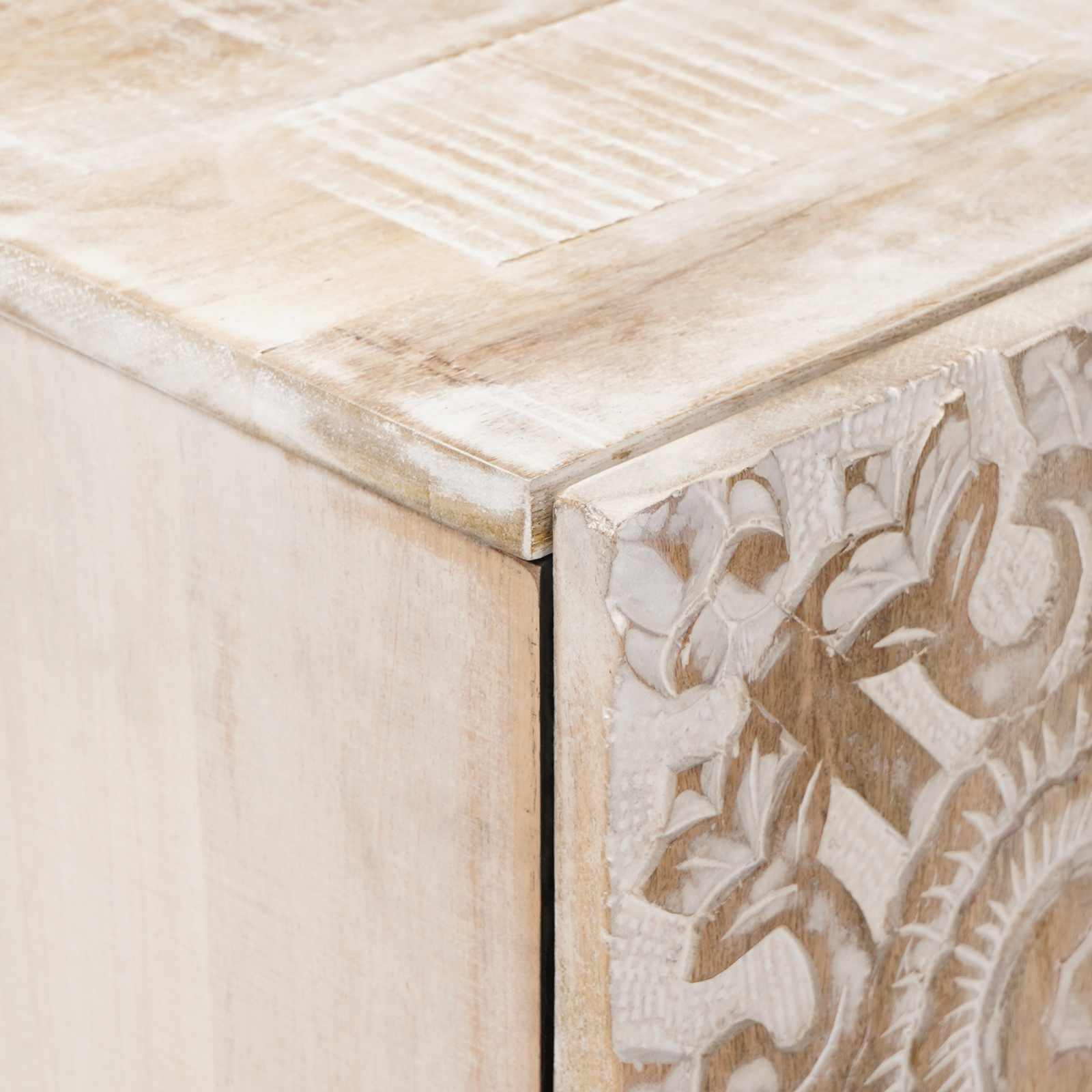 Aufbewahrungs-Sideboard Weiß 60 x 33,5 x 75 cm Massivholz Mango
