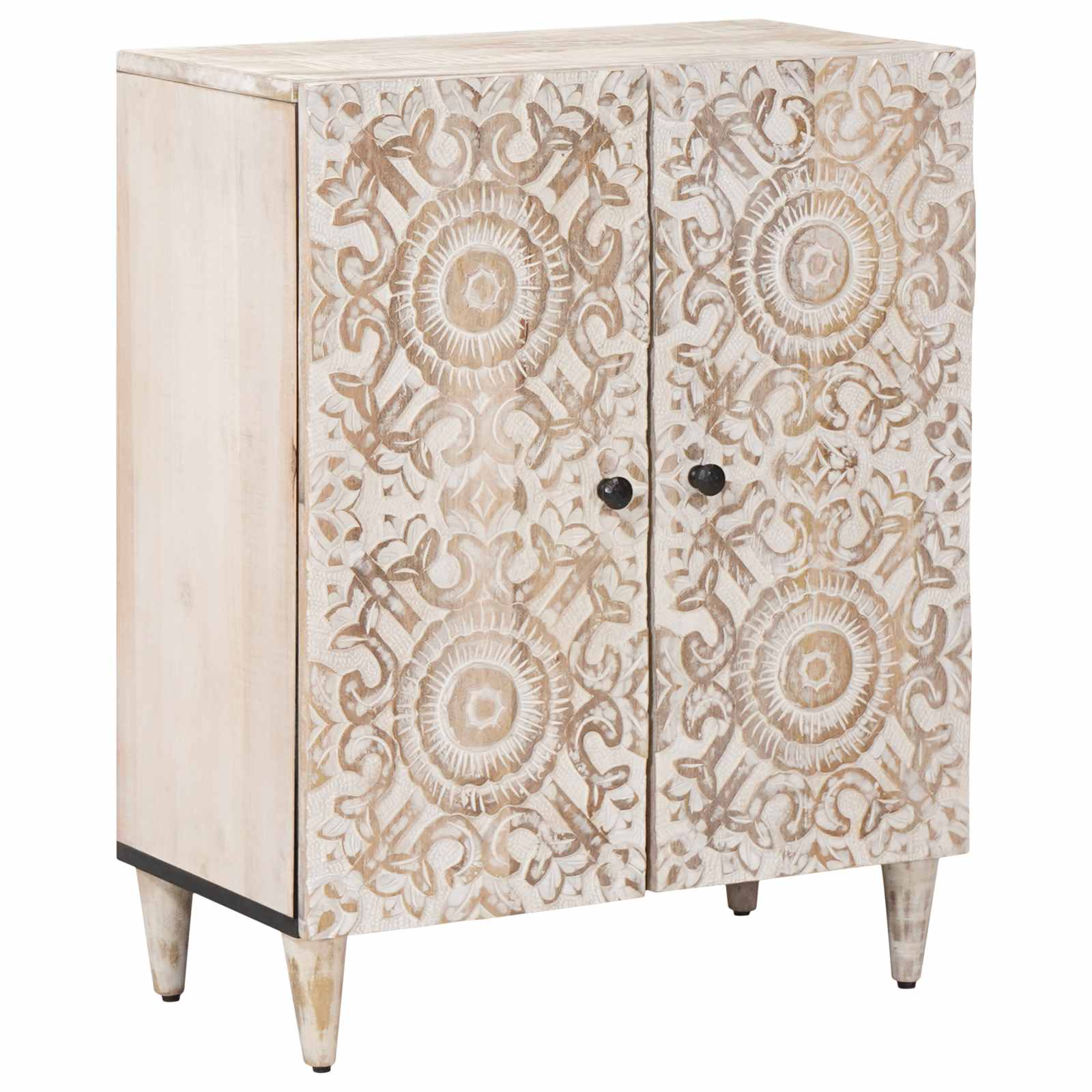 Aufbewahrungs-Sideboard Weiß 60 x 33,5 x 75 cm Massivholz Mango