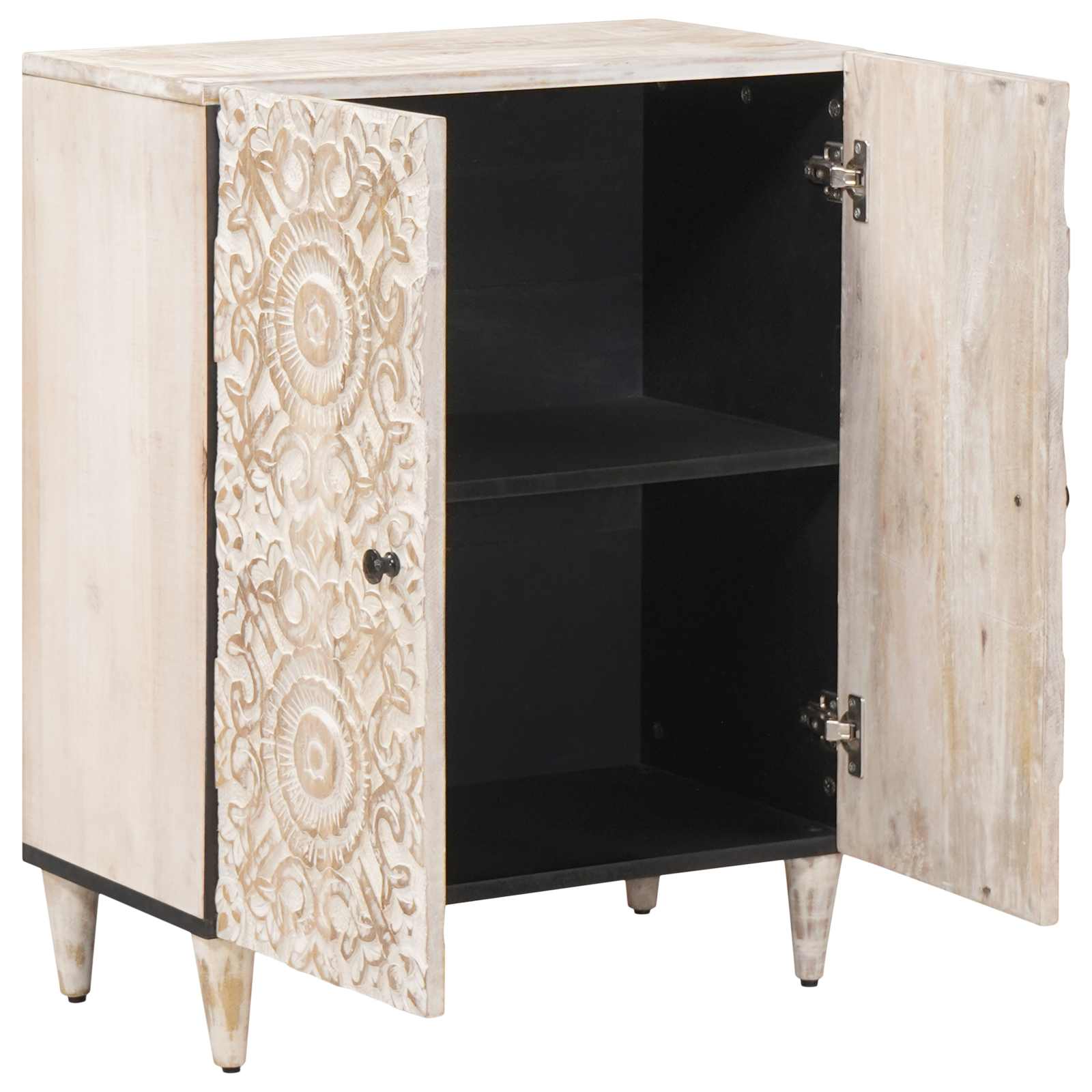 Aufbewahrungs-Sideboard Weiß 60 x 33,5 x 75 cm Massivholz Mango