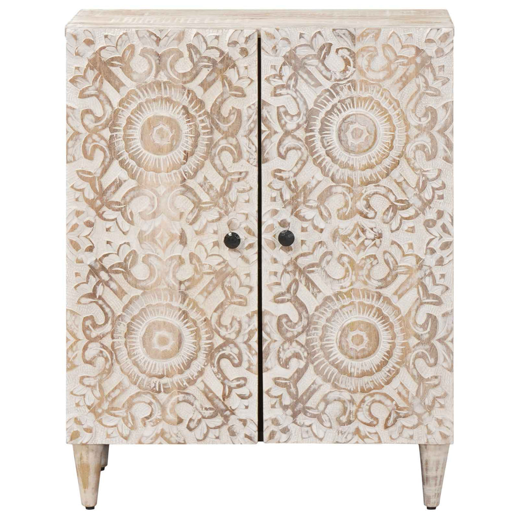 Aufbewahrungs-Sideboard Weiß 60 x 33,5 x 75 cm Massivholz Mango