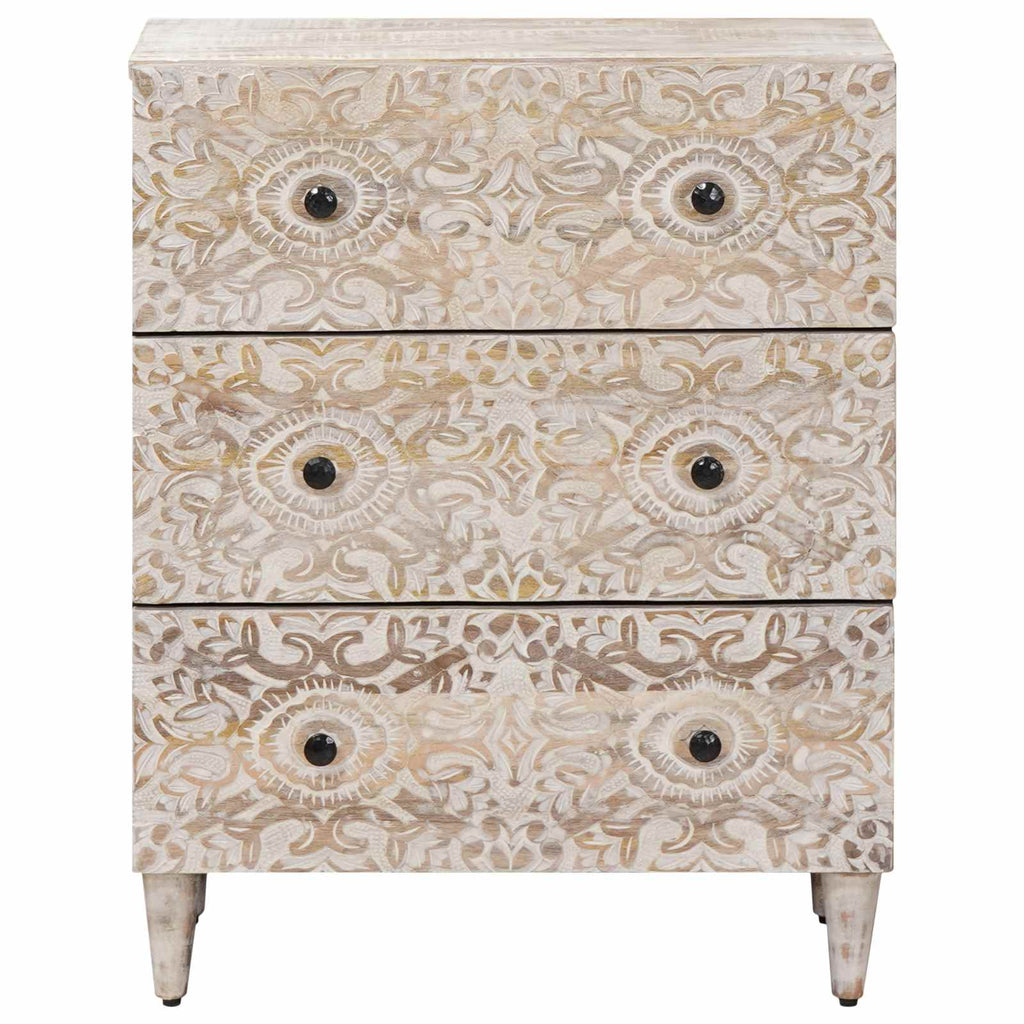 Aufbewahrungs-Sideboard Weiß 60 x 33,5 x 75 cm Massivholz Mango
