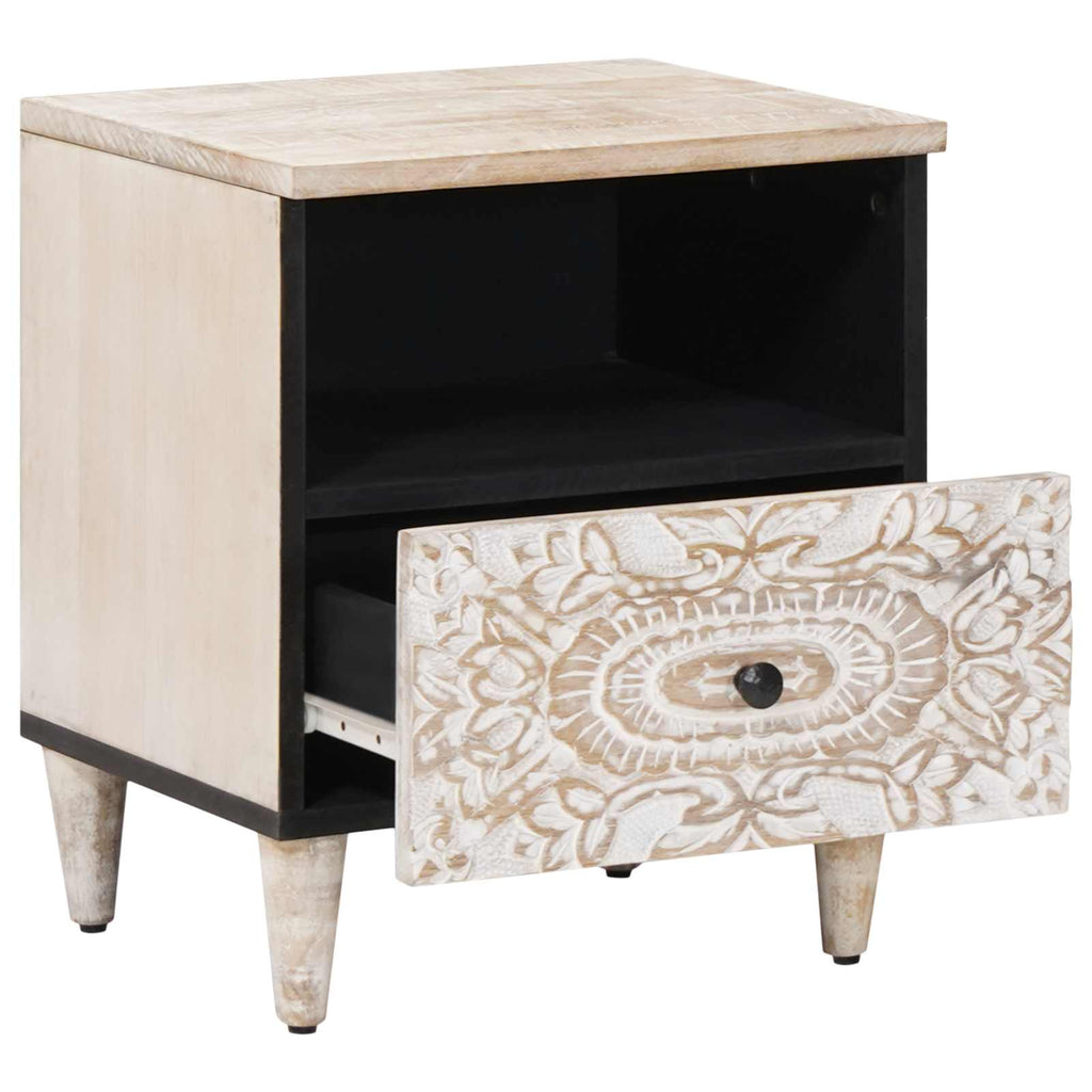 Bettkasten 2 pcs Weiß 40 x 33 x 46 cm Massivholz Mango