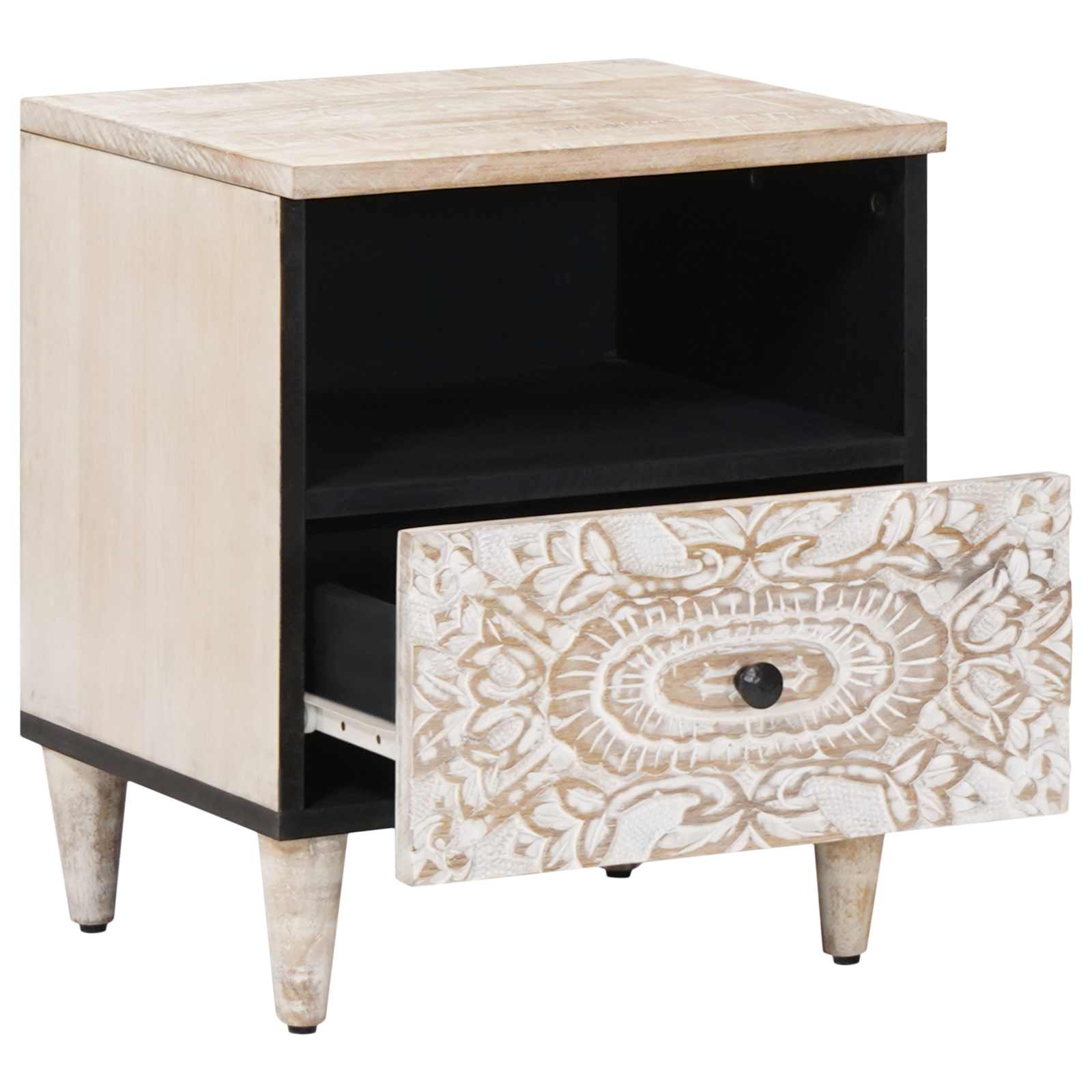 Bettkasten 2 pcs Weiß 40 x 33 x 46 cm Massivholz Mango