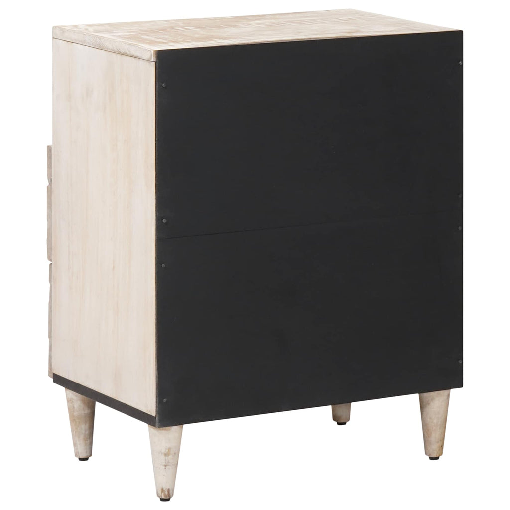 Bettkasten mit Schubladen Weiß 50 x 33 x 60 cm Massivholz Mango