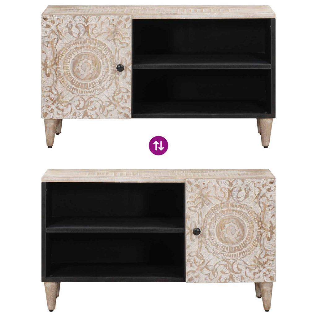 TV-Schränk mit Regal Weiß 80 x 31,5 x 46 cm Massivholz Mango