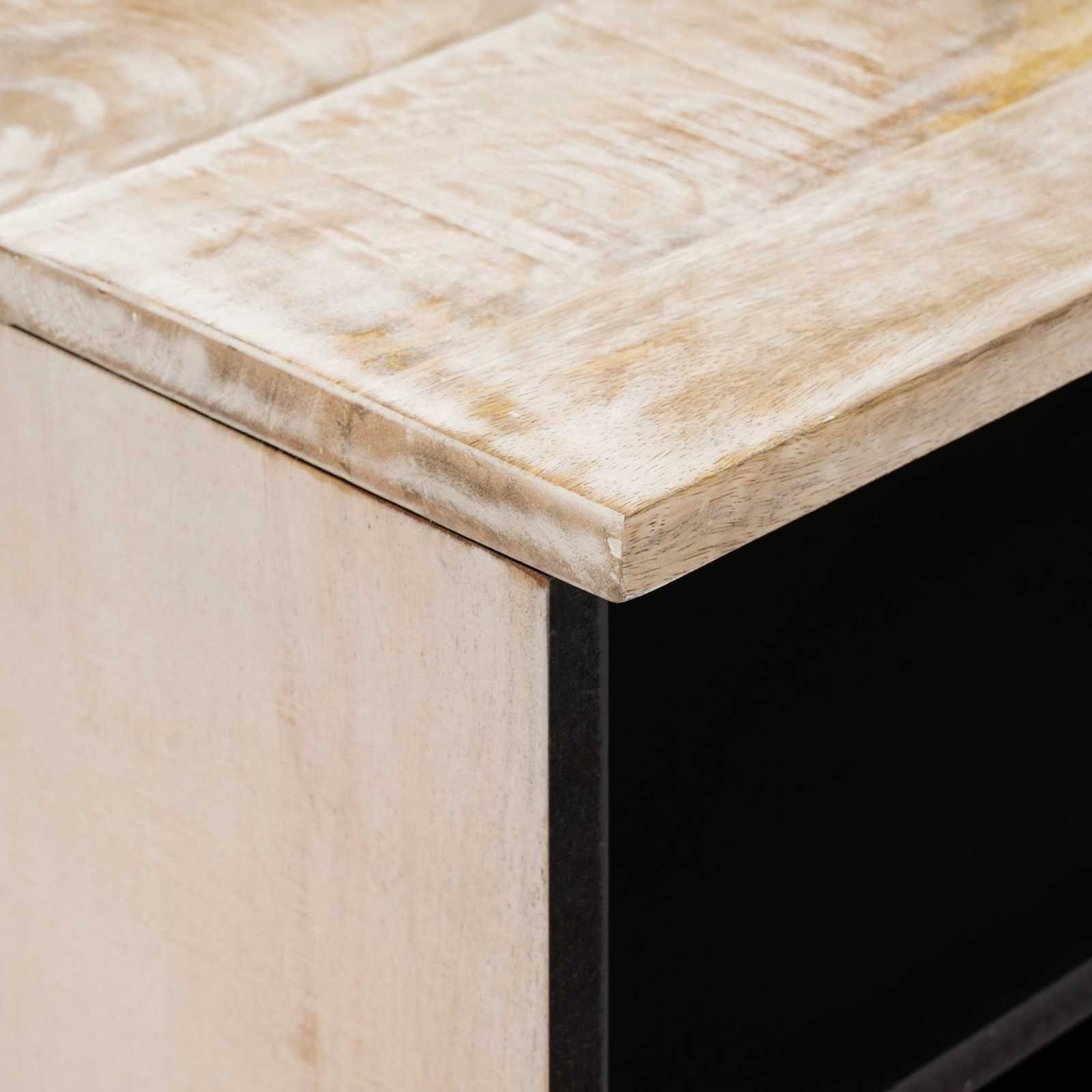TV-Schränk mit Regal Weiß 100 x 33,5 x 46 cm Massivholz Mango