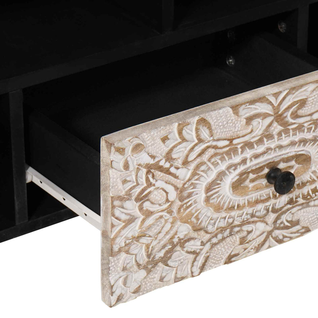 TV-Schränk mit Regal Weiß 100 x 33,5 x 46 cm Massivholz Mango