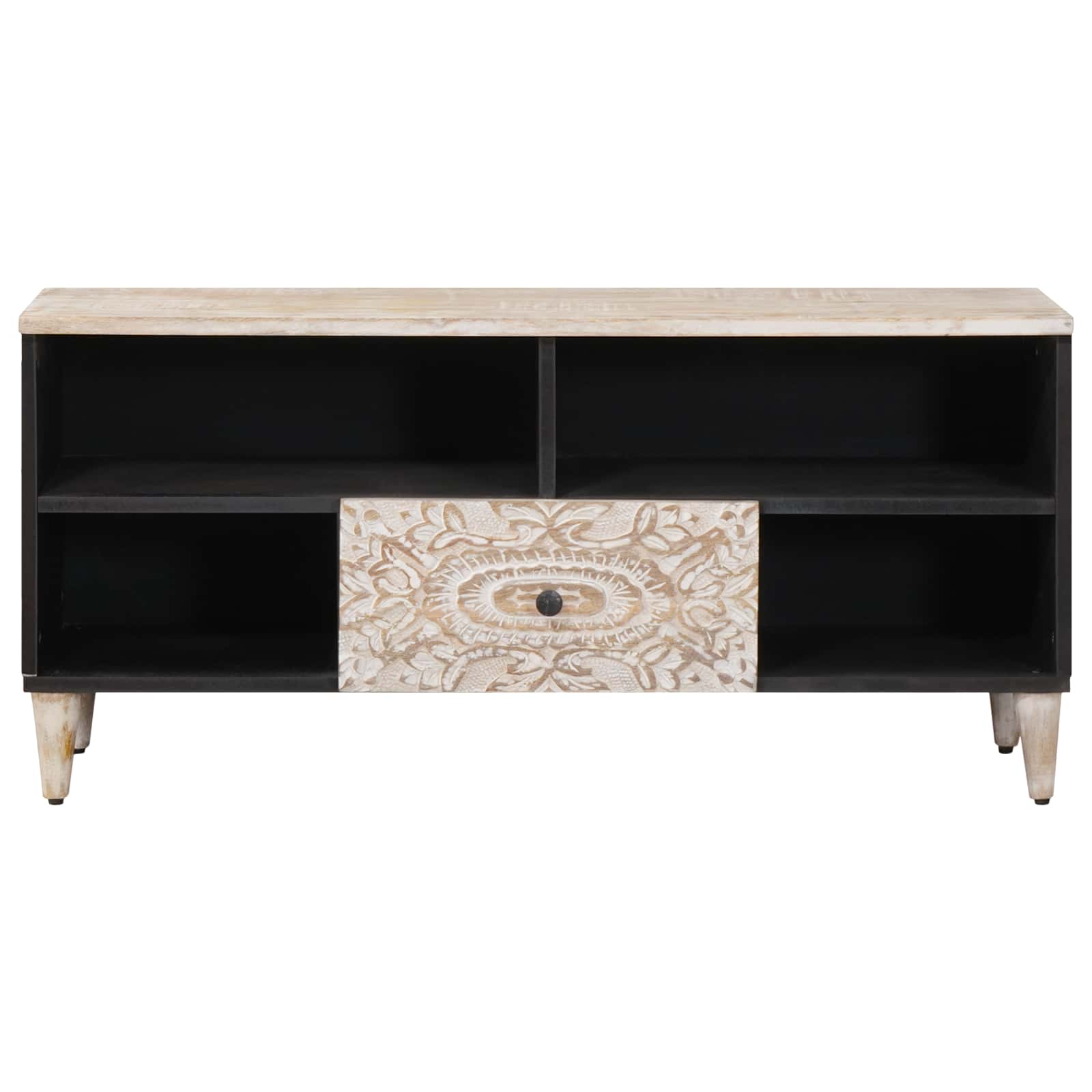 TV-Schränk mit Regal Weiß 100 x 33,5 x 46 cm Massivholz Mango