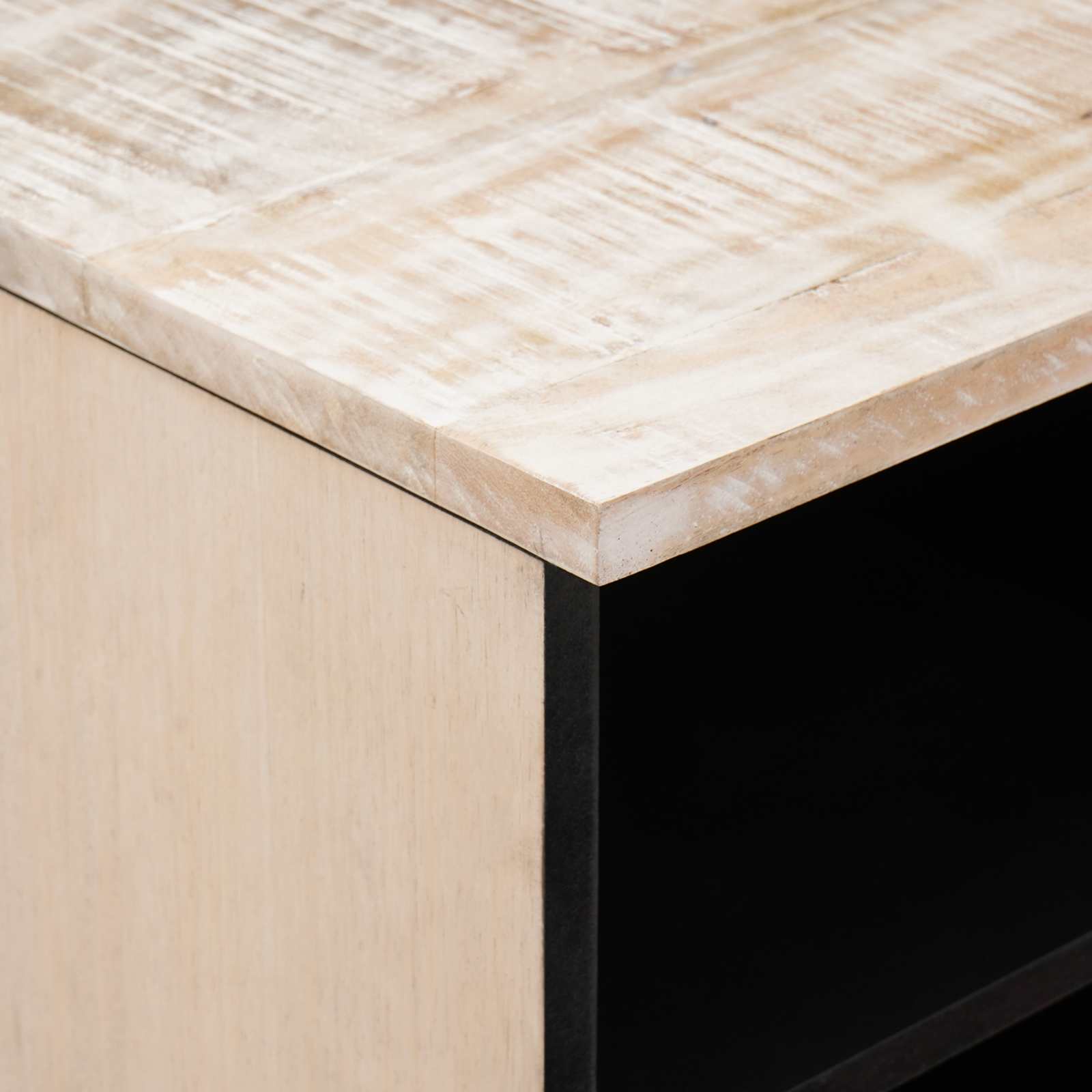 TV-Schränk mit Regal Weiß 80 x 33,5 x 46 cm Massivholz Mango