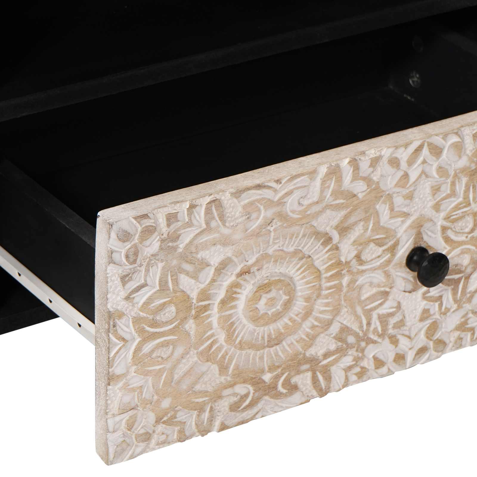 TV-Schränk mit Regal Weiß 80 x 33,5 x 46 cm Massivholz Mango
