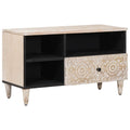 TV-Schränk mit Regal Weiß 80 x 33,5 x 46 cm Massivholz Mango