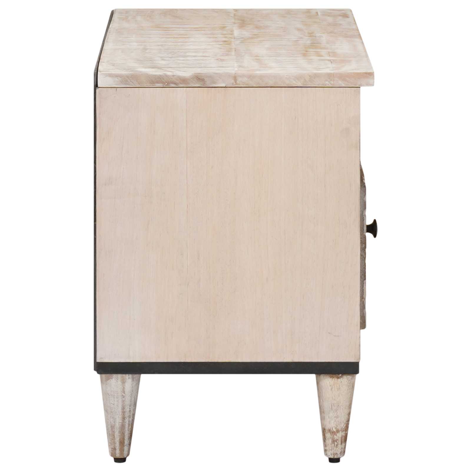 TV-Schränk mit Regal Weiß 80 x 33,5 x 46 cm Massivholz Mango