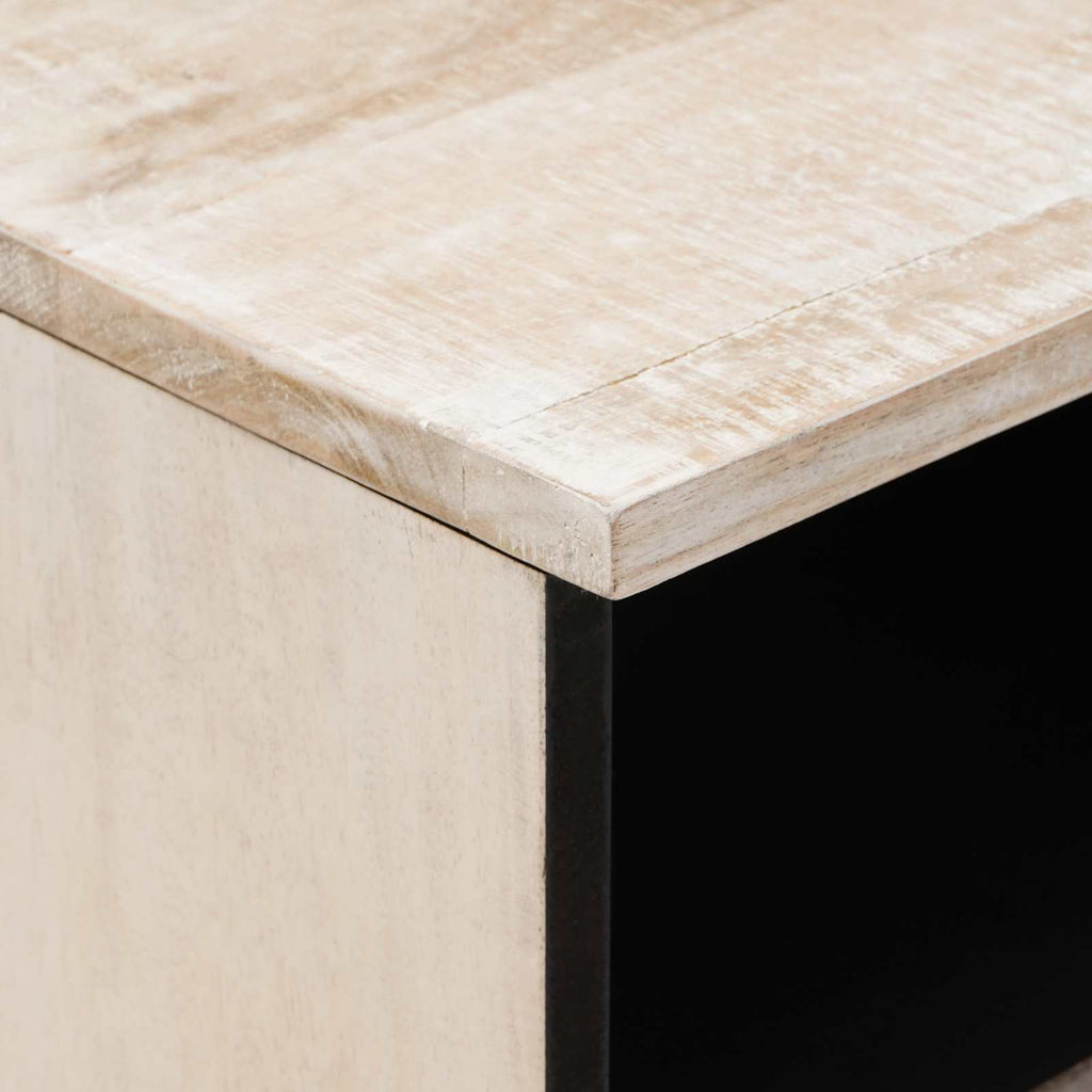 TV-Schränk mit Regal Weiß 100 x 33,5 x 46 cm Massivholz Mango