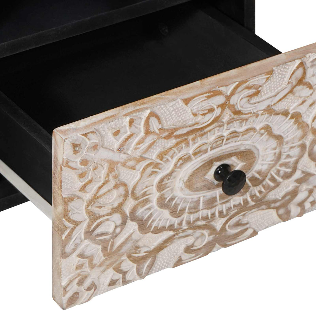 TV-Schränk mit Regal Weiß 100 x 33,5 x 46 cm Massivholz Mango