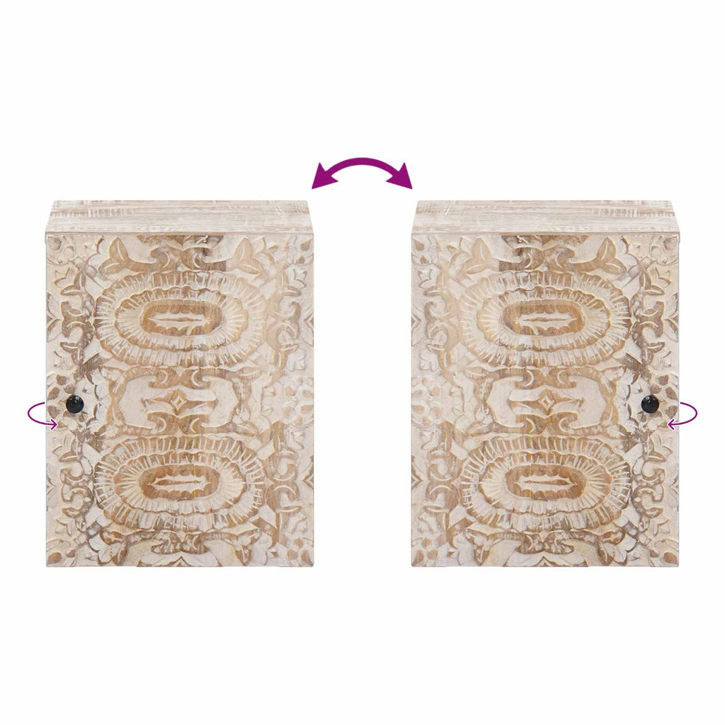Badezimmer Hängeschrank Weiß 38 x 33,5 x 48 cm Massivholz Mango